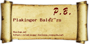 Plakinger Balázs névjegykártya